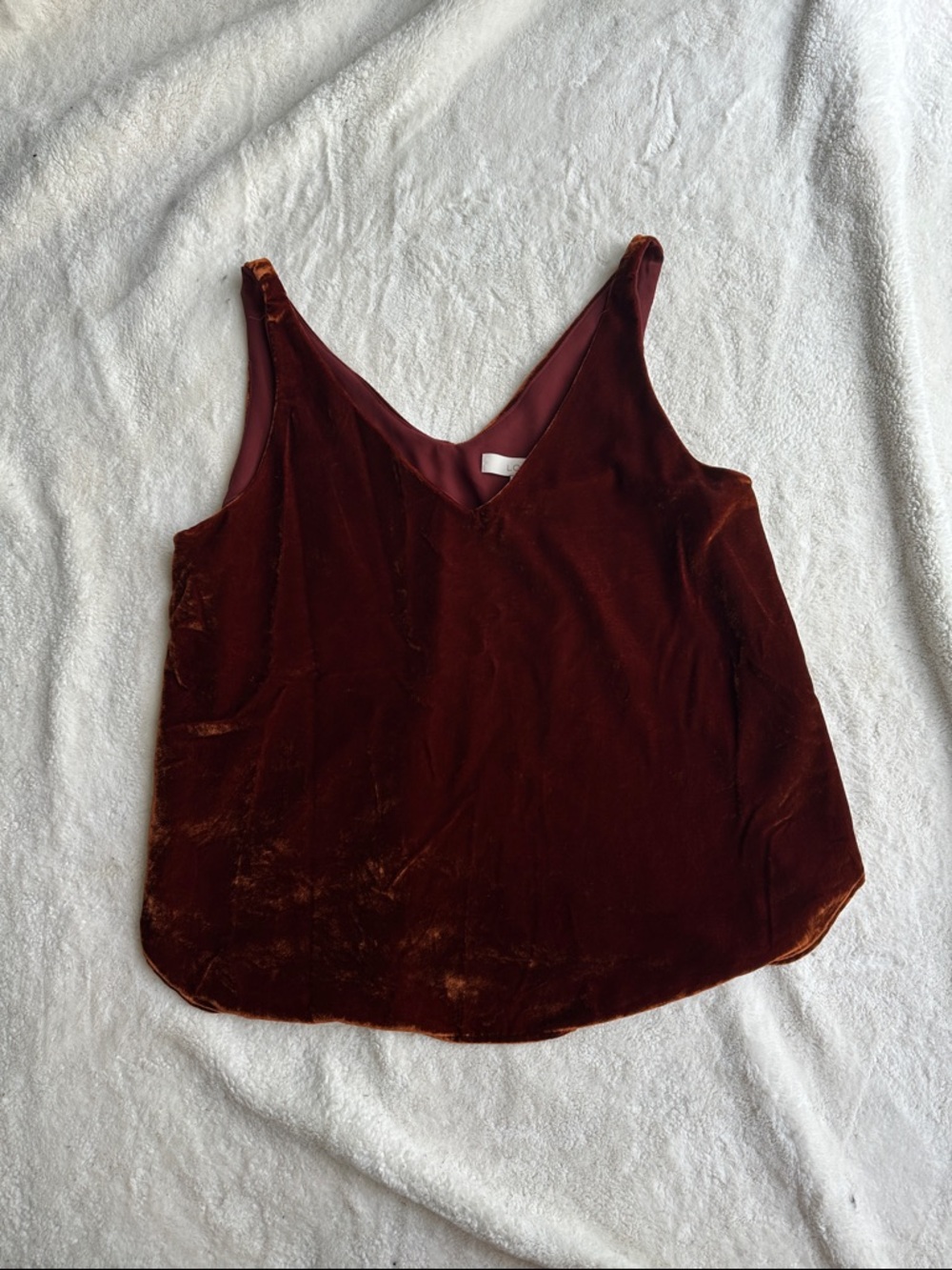 LOFT Velvet V-Neck Tank - deep burnt orange